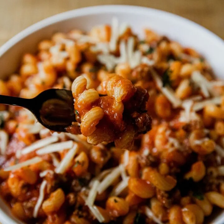 Cavatappi and Meat Sauce
